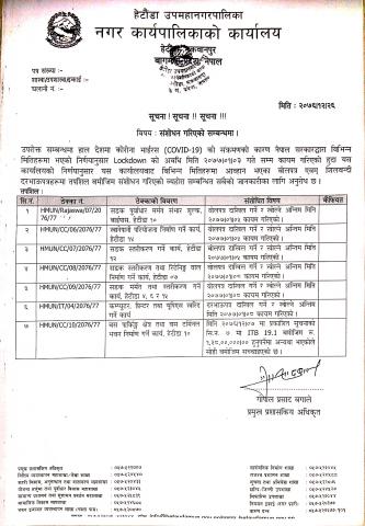 बोलपत्र दाखिला गर्ने तथा खोल्ने मिति शंसोधन सम्बन्धि सूचना